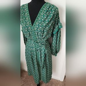 Max Studio Longsleeve Maxi Dress Womens S Green Cottage Core Coastal Cowgirl